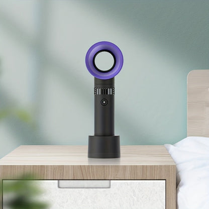 1 Stück USB wiederaufladbarer bladeless Handheld Ventilator - Tragbarer mini Tischventilator mit 3 Geschwindigkeiten für Reisen, Camping, Büro und Raumnutzung | Brehn
