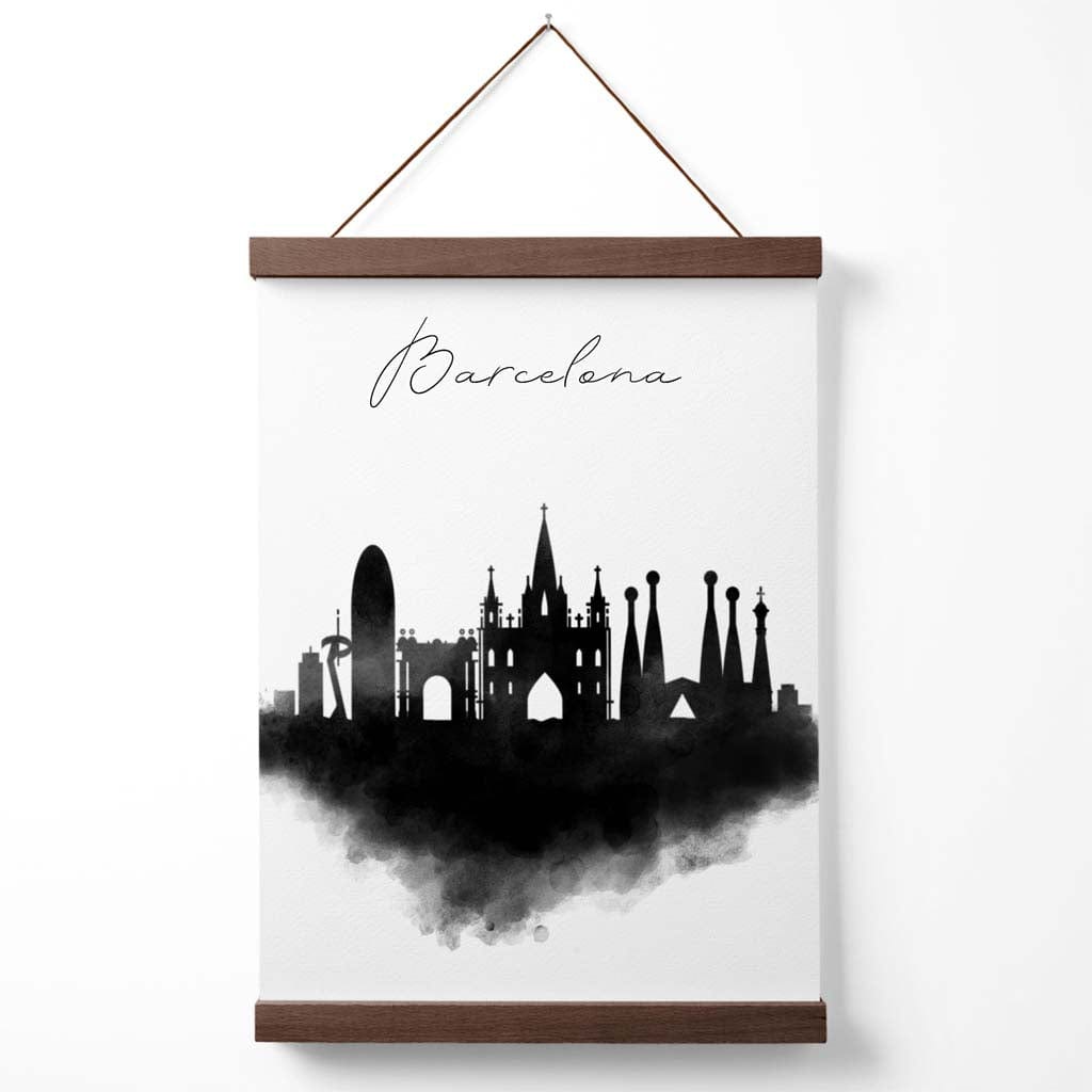 Barcelona Aquarell-Skyline-Stadtposter mit Aufhänger