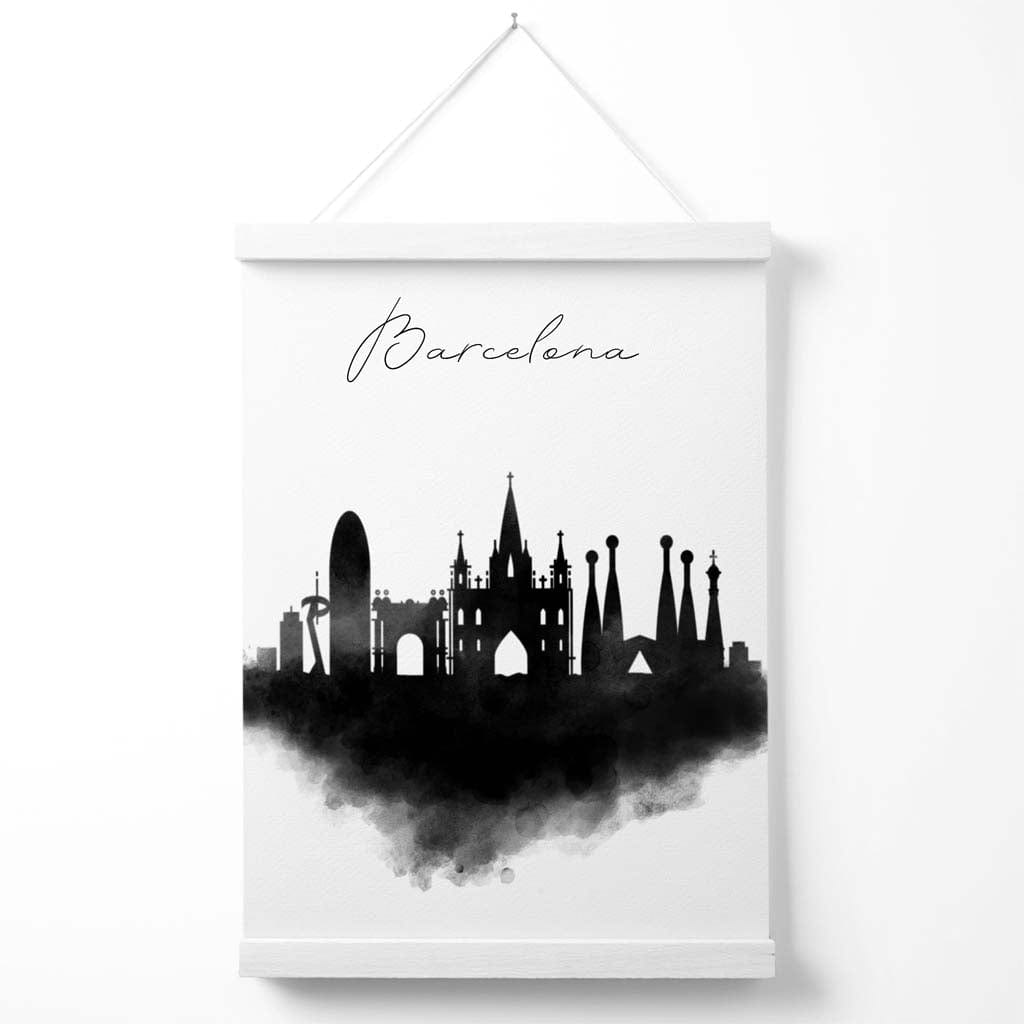 Barcelona Aquarell-Skyline-Stadtposter mit Aufhänger