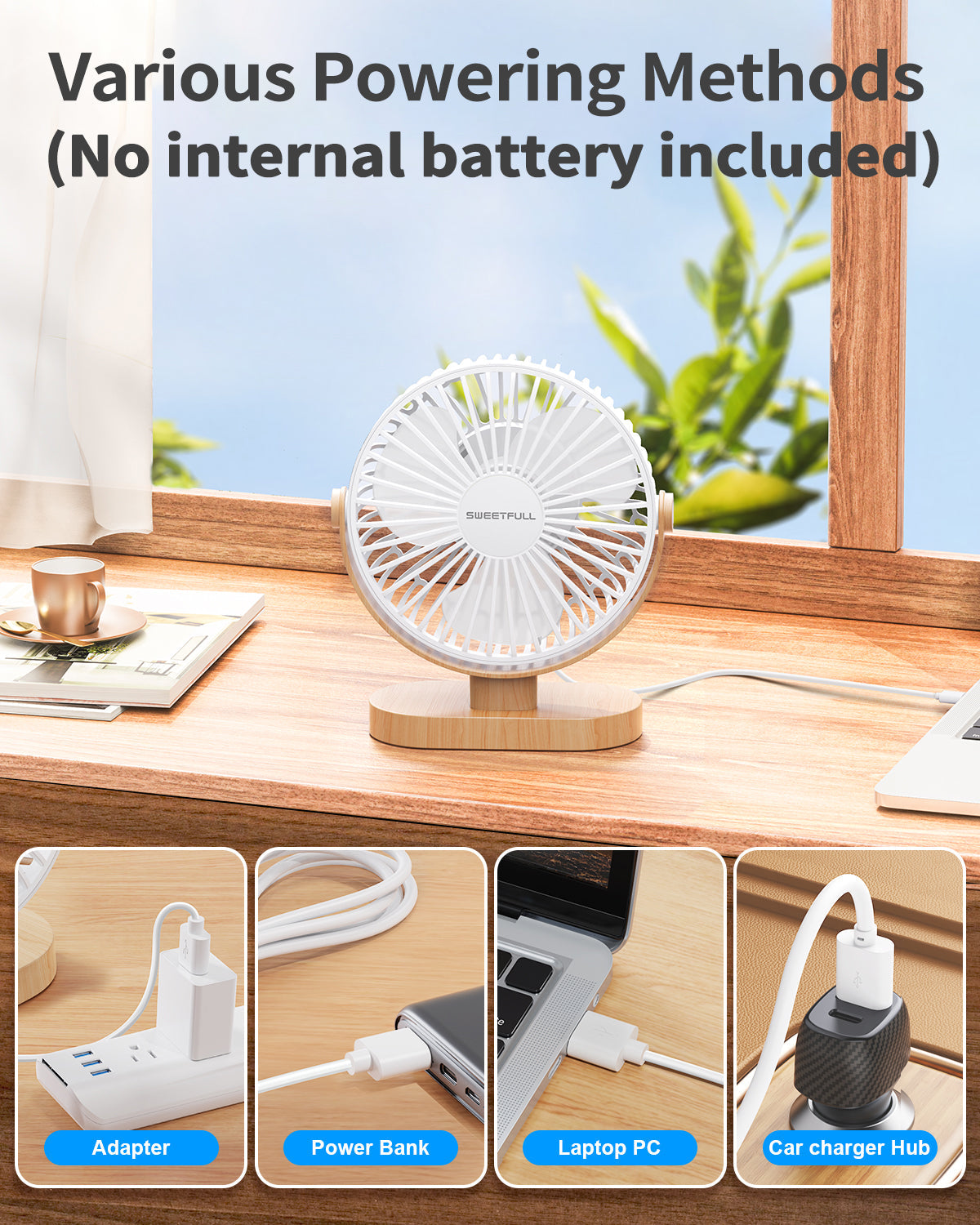 6,5 Zoll USB Kleiner Tischventilator für Zuhause Büro Auto Outdoor Reisen | Brehn