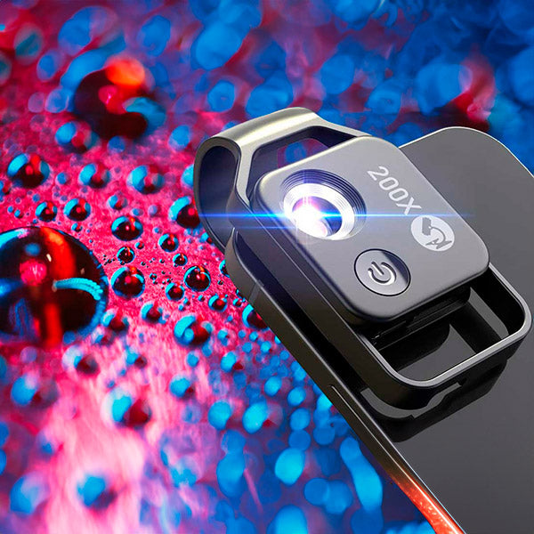 MicroZoom Aufsteck-Handymikroskop – 200-fache Vergrößerung mit LED-Beleuchtung