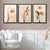 Art-Deco-Kunstdrucke, beige-orange mit Blumenmuster, 3-teiliges gerahmtes Kunstdruck-Set
