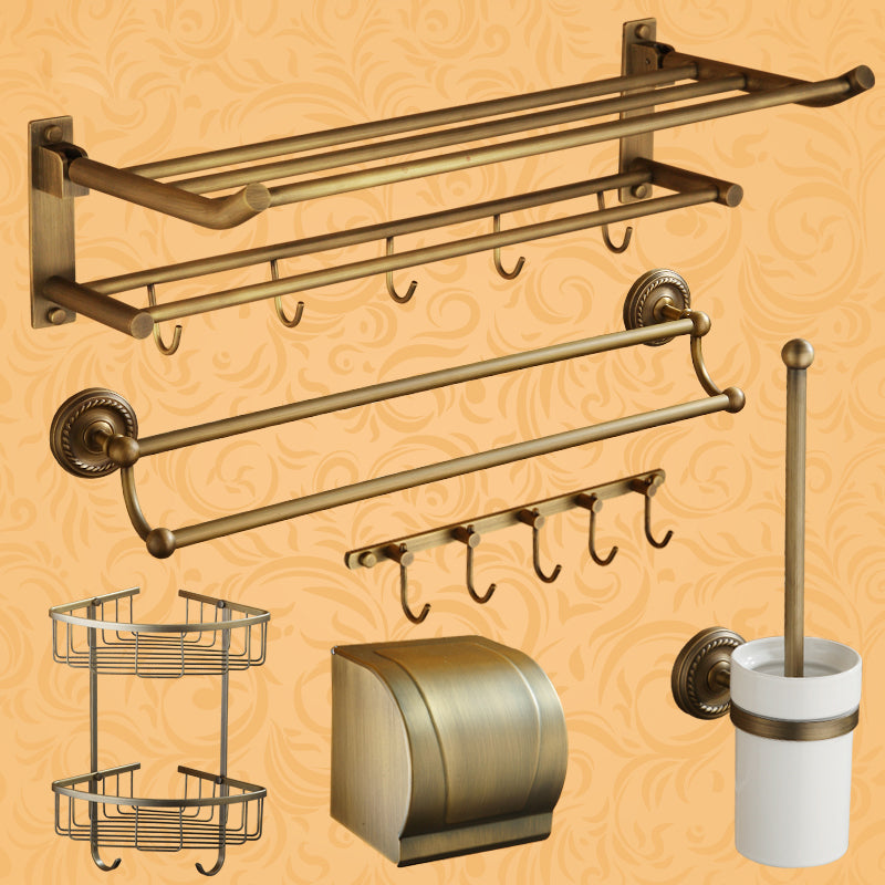 Gebrauchte Messing traditionelle Badezimmer Set mit Badregal/Papierhalter & Handtuchstange