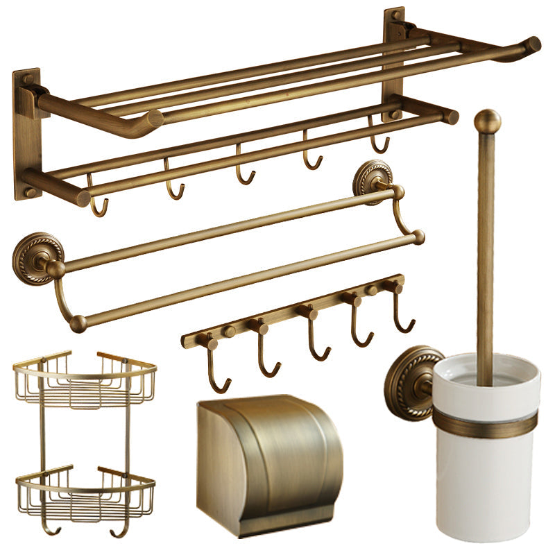 Gebrauchte Messing traditionelle Badezimmer Set mit Badregal/Papierhalter & Handtuchstange