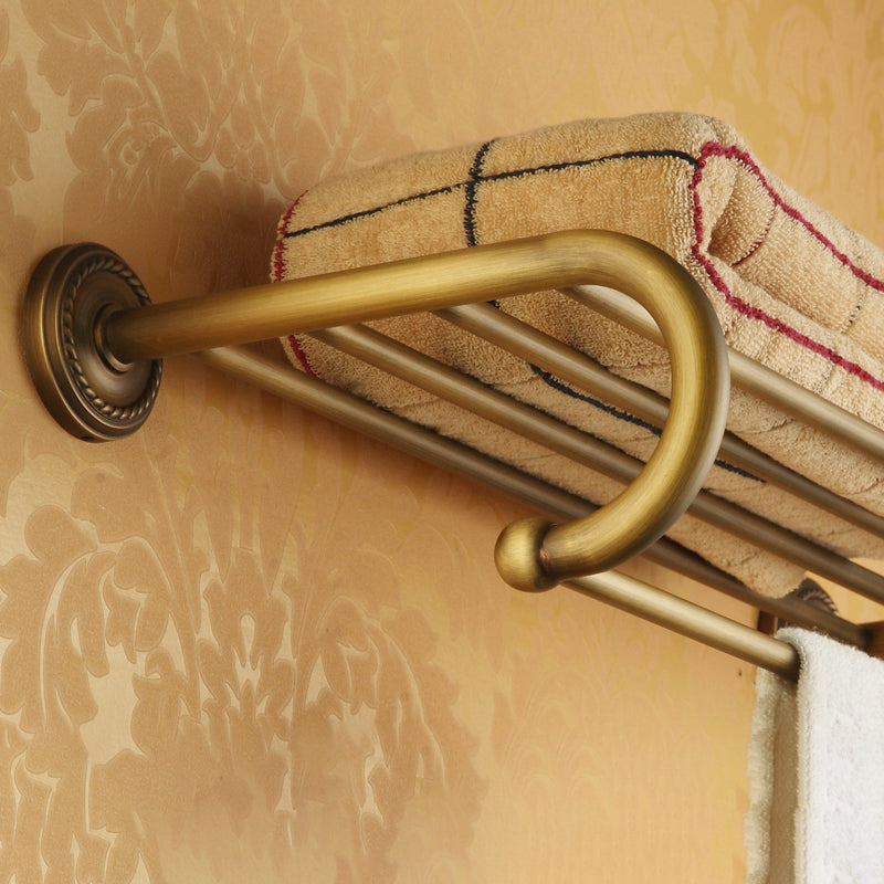 Gebrauchte Messing traditionelle Badezimmer Set mit Badregal/Papierhalter & Handtuchstange