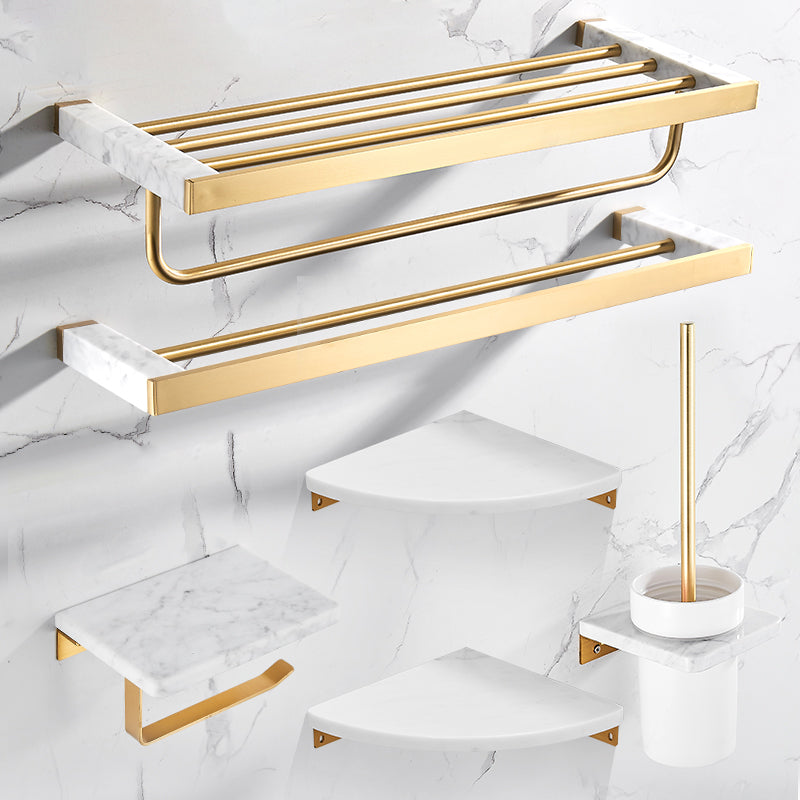 Gebürstetes Messing Badezimmer Zubehör Set Metall & Marmor Badezimmer Hardware Set mit Badewannenregal