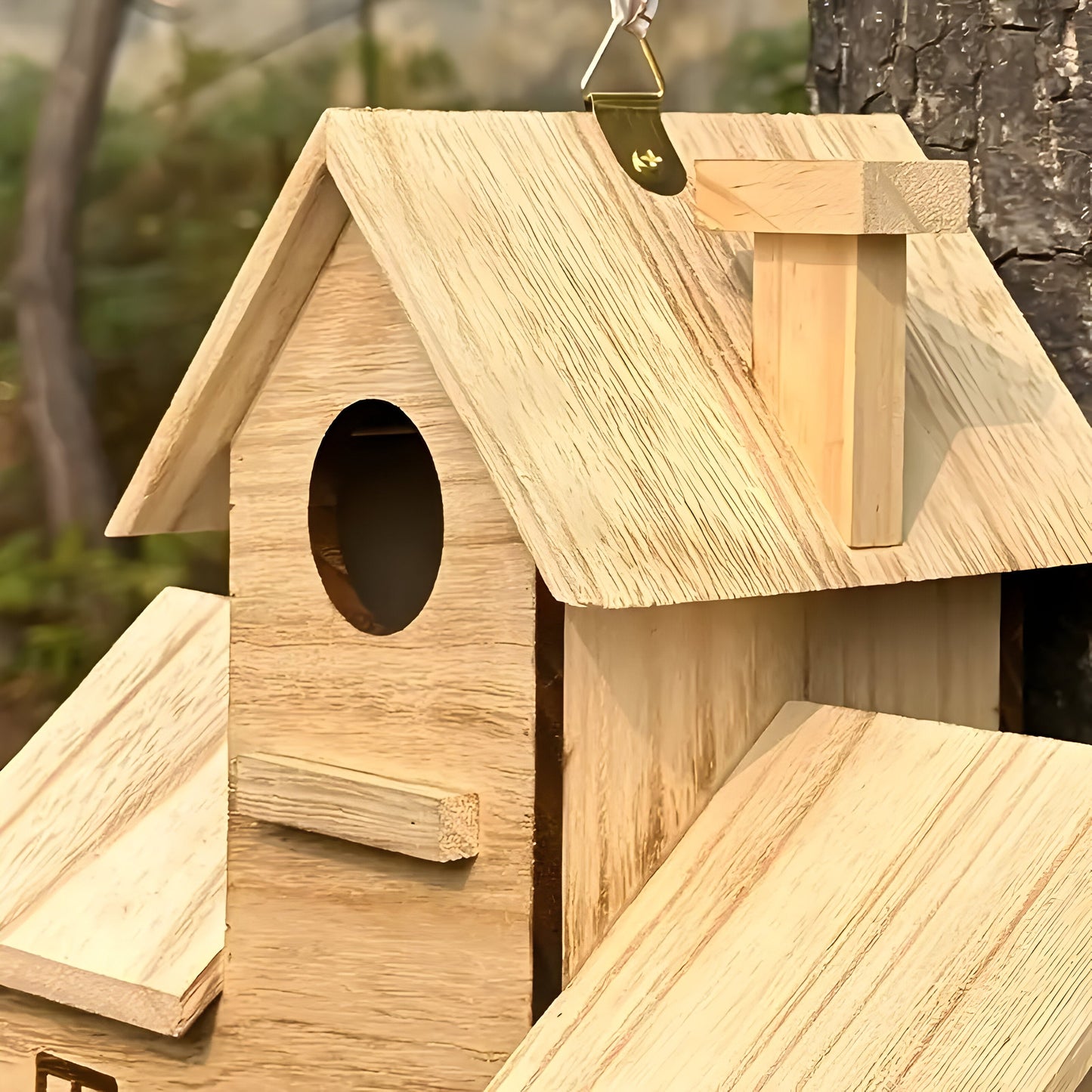 WoodlandBird Haus - Holz hängendes Vogelhaus mit 3 Löchern | Brehn