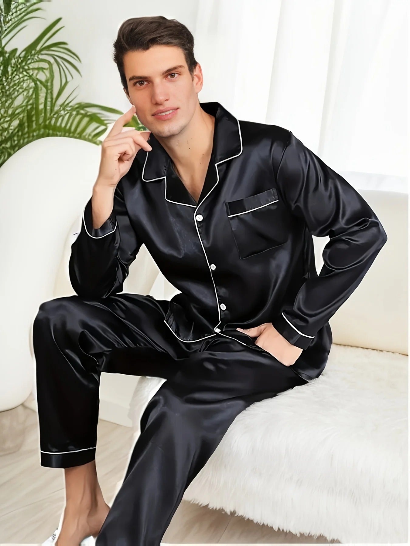 Brehn | Luxus Herren Pyjama | Elegante Nachtwäsche | Bequem & Atmungsaktiv | Für erholsamen Schlaf