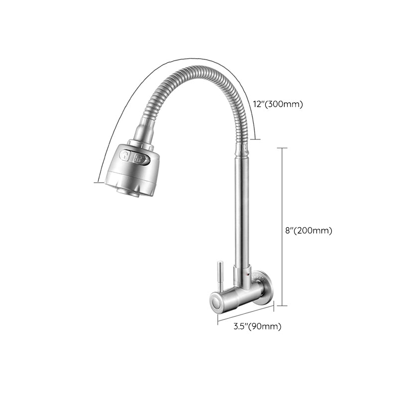 Moderner Brücken Wasserhahn 304 Edelstahl Knopfgriff Schwenkauslauf Wandmontierter Wasserhahn