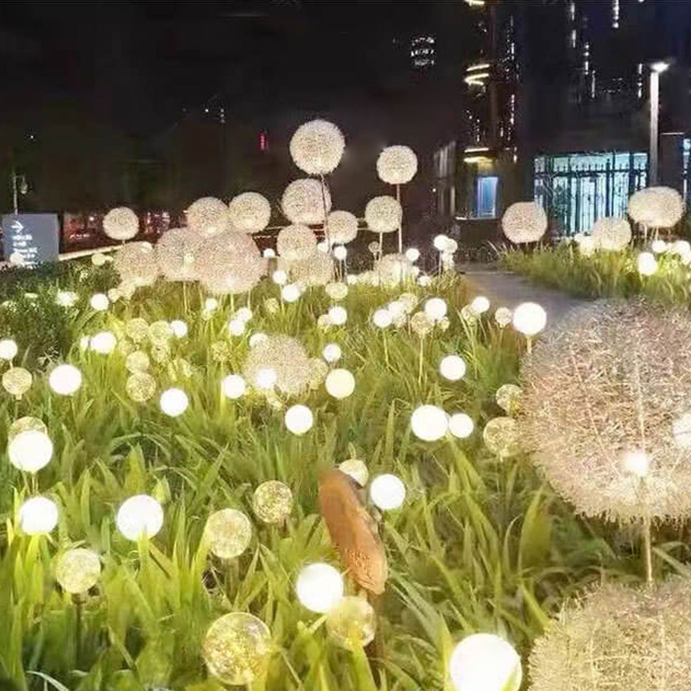 Solar-Löwenzahn-LED-Kugelleuchte aus Aluminiumdraht, wasserdicht, für den Außenbereich, zum Einsetzen in den Garten, Bodenleuchte