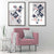 Set aus 2 Kunstdrucken mit Blumenrahmen in Blau, Rosa und Grau (Mischtechnik)