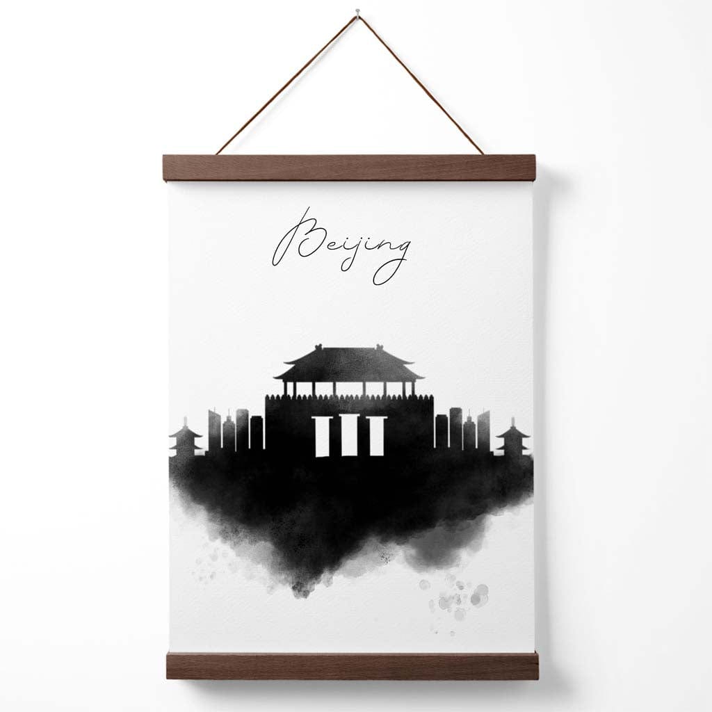 Aquarell-Stadtposter von Peking mit Skyline und Aufhänger