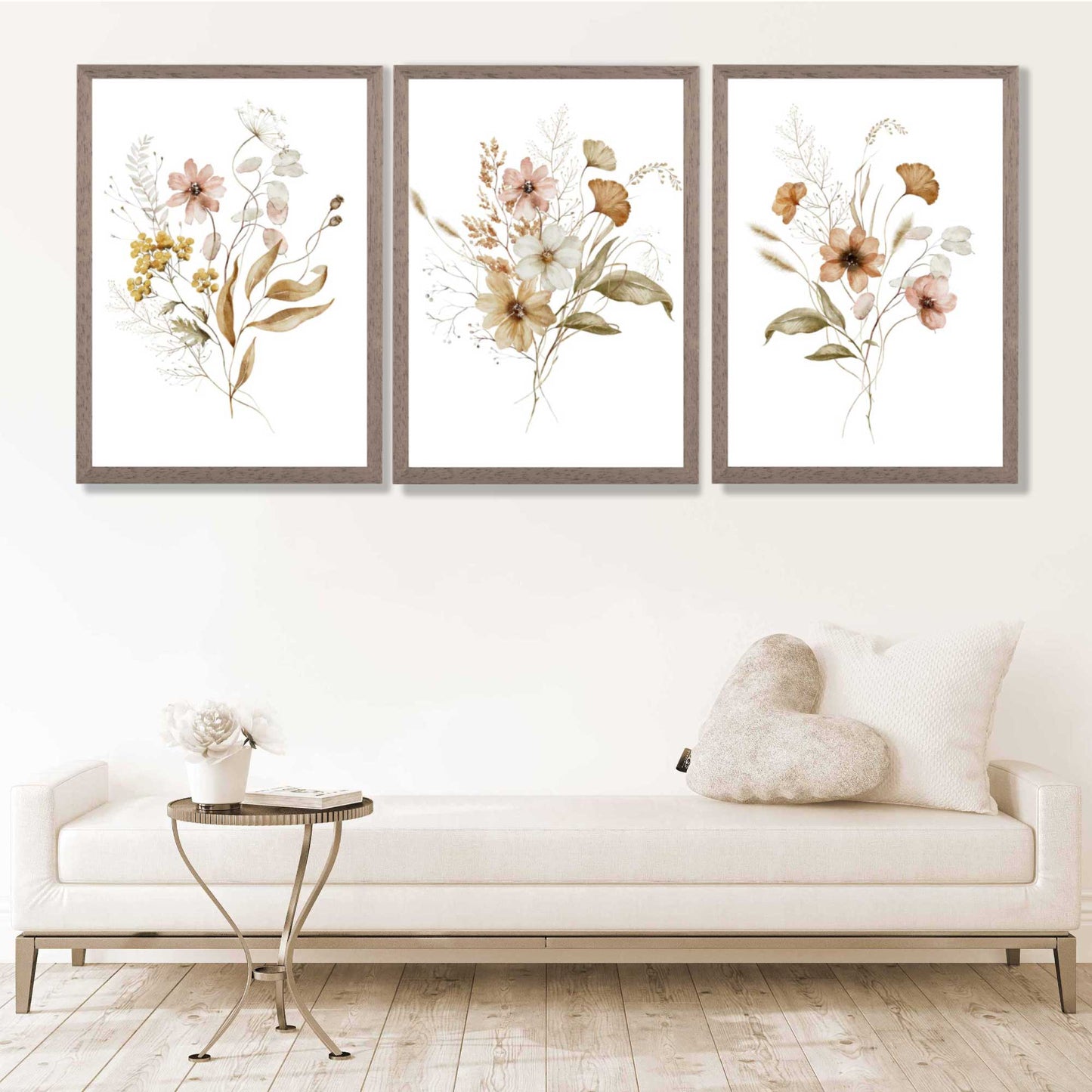 Herbstliche Wildblumensträuße – 3er-Set Kunstdrucke
