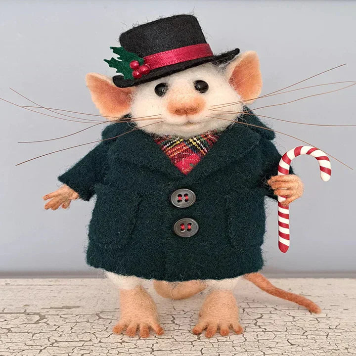 Brehn | Handgefertigte Filzmaus | Weihnachtsdekoration & Geschenkidee | Aus Wolle & Stoff nadelgefilzt | Nachhaltig