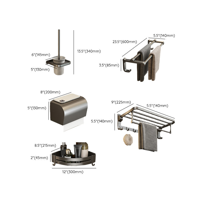 Zeitgemäßes Badezimmer Zubehör Set Graues Aluminium Badezimmer Zubehör Set