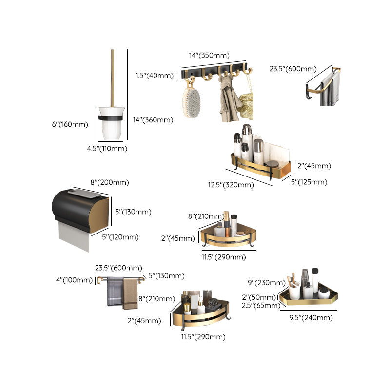 Schwarz & Messing Badezimmer Set Moderner Stil Badezimmeraccessoires Als Einzelstück Oder Im Set
