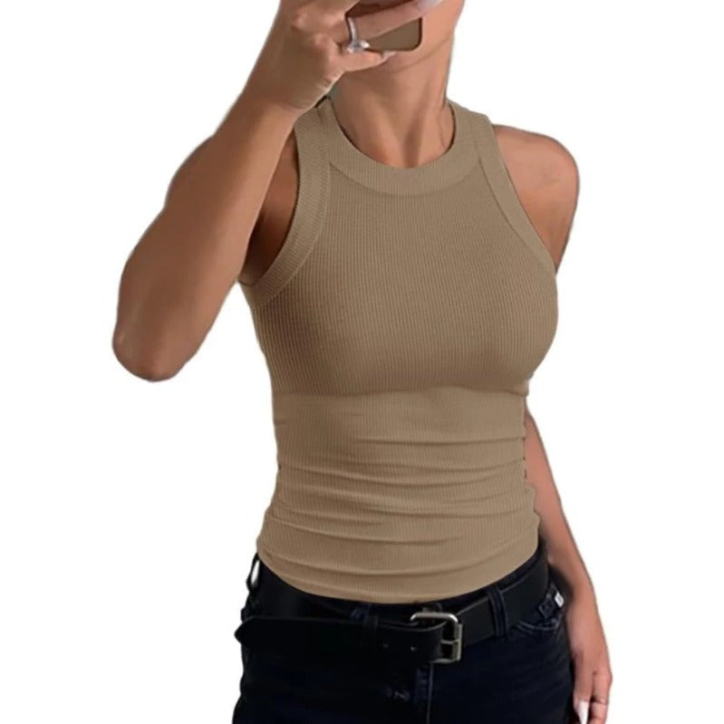 Brehn | Damen Rippen-Rückenfreies Tanktop