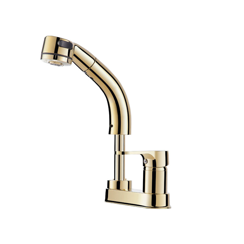 Moderner Stil Spülbecken Wasserhahn Kupfergriff Niedriger Bogen Ausziehbarer Spülbecken Wasserhahn