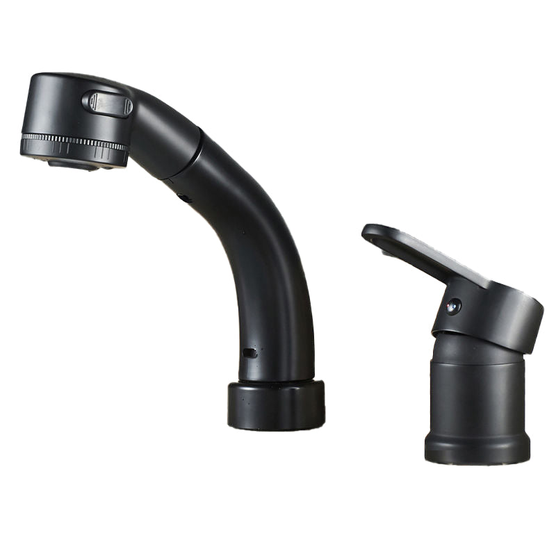 Moderner Stil Spülbecken Wasserhahn Kupfergriff Niedriger Bogen Ausziehbarer Spülbecken Wasserhahn