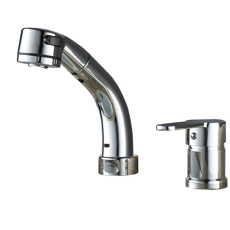 Moderner Stil Spülbecken Wasserhahn Kupfergriff Niedriger Bogen Ausziehbarer Spülbecken Wasserhahn