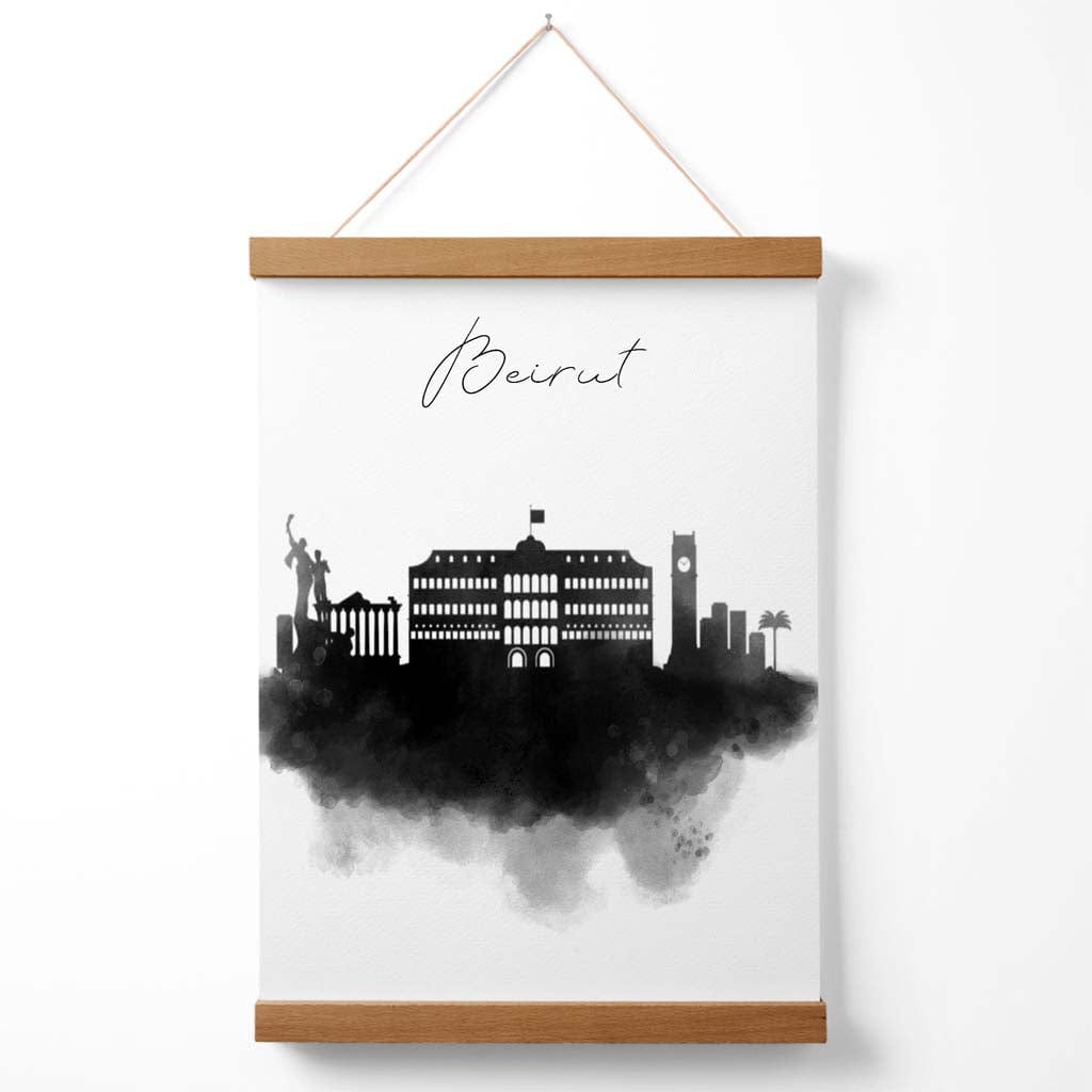 Beirut Aquarell-Skyline-Stadtposter mit Aufhänger