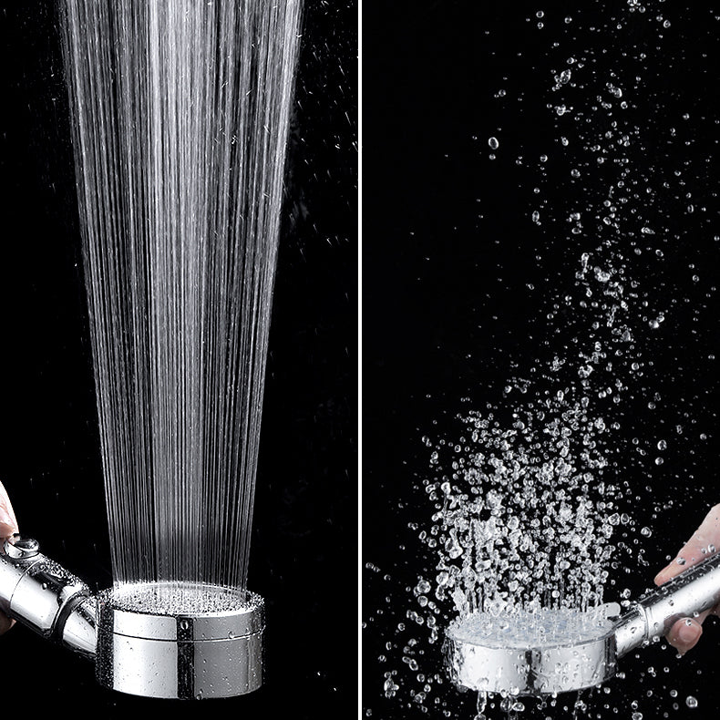 Zeitgenössischer Handheld-Duschkopf Rund 3 Einstellungs Sprühkopf in Silber
