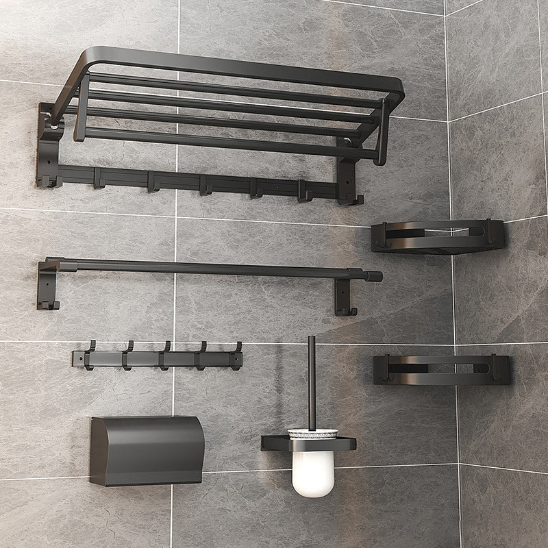 Modern Matt Schwarz Badezimmer Zubehör Set mit Badregal/Handtuchhaken/Handtuchstange