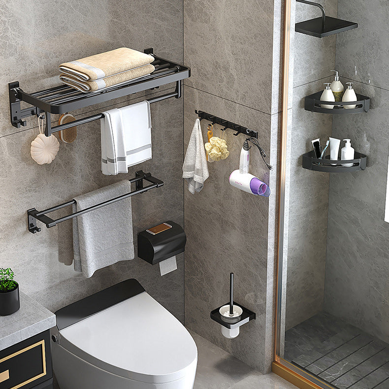 Modern Matt Schwarz Badezimmer Zubehör Set mit Badregal/Handtuchhaken/Handtuchstange