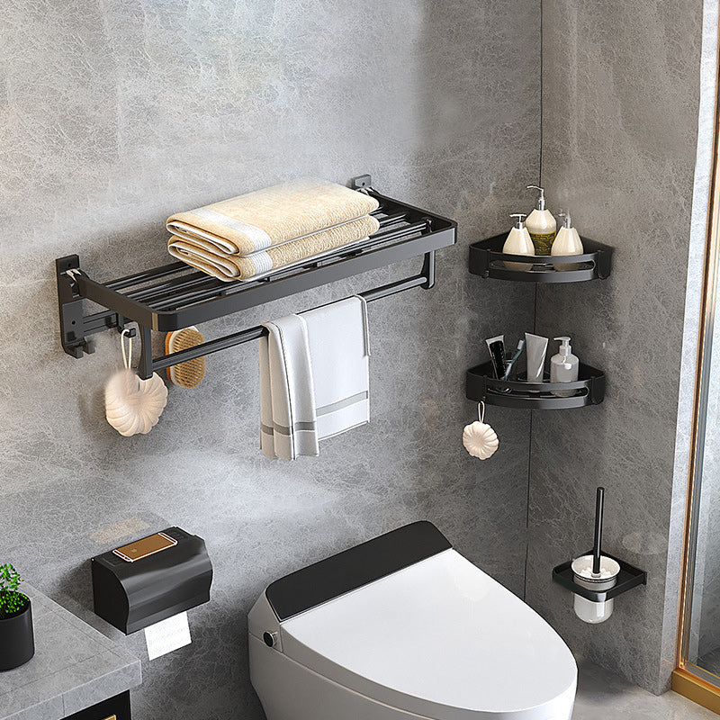 Modern Matt Schwarz Badezimmer Zubehör Set mit Badregal/Handtuchhaken/Handtuchstange