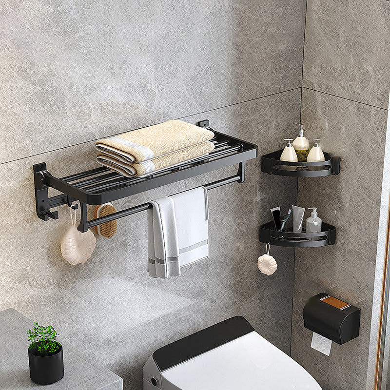 Modern Matt Schwarz Badezimmer Zubehör Set mit Badregal/Handtuchhaken/Handtuchstange
