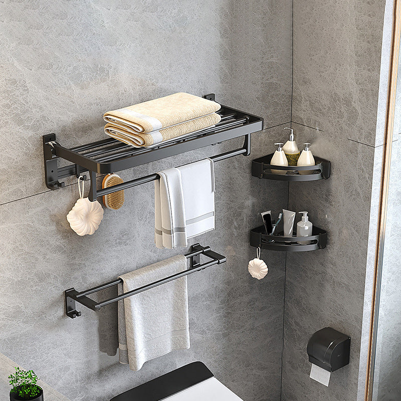 Modern Matt Schwarz Badezimmer Zubehör Set mit Badregal/Handtuchhaken/Handtuchstange