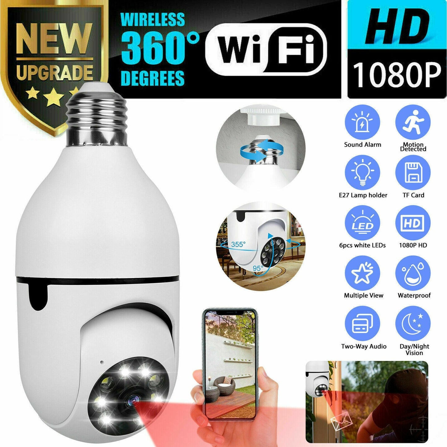 E27 1080P HD WiFi Glühbirne Sicherheitskamera | Brehn