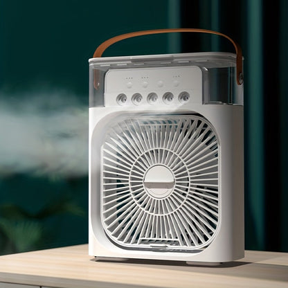 1pc Tragbare Klimaanlage, Tragbarer Luftkühler für den Haushalt, Hydrokühlventilator, Tragbare Luftanpassung für das Büro, 3-Geschwindigkeits-Luftkühlventilator-Luftbefeuchter, 5 Stück befeuchtete Sprühköpfe für Haushaltsgeräte | Brehn