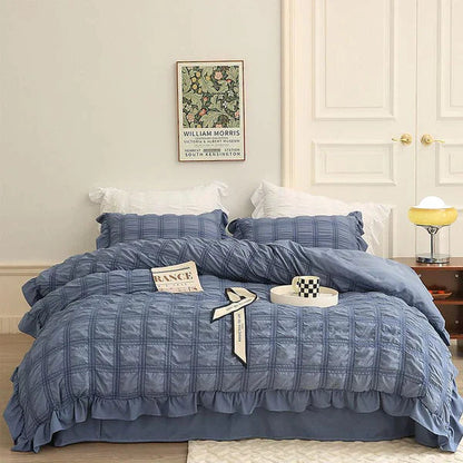 Icy Seersucker Sommer Cool Steppdecke Spitzen 4-teiliges Set | Brehn