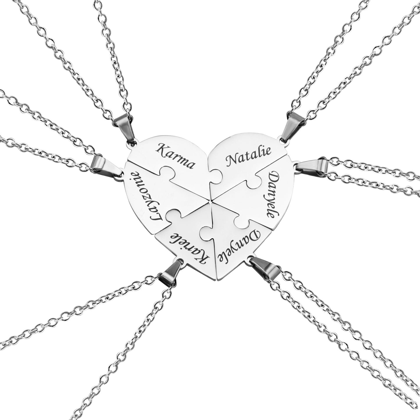 Brehn | Personalisierte Familienherz-Puzzle-Halskette