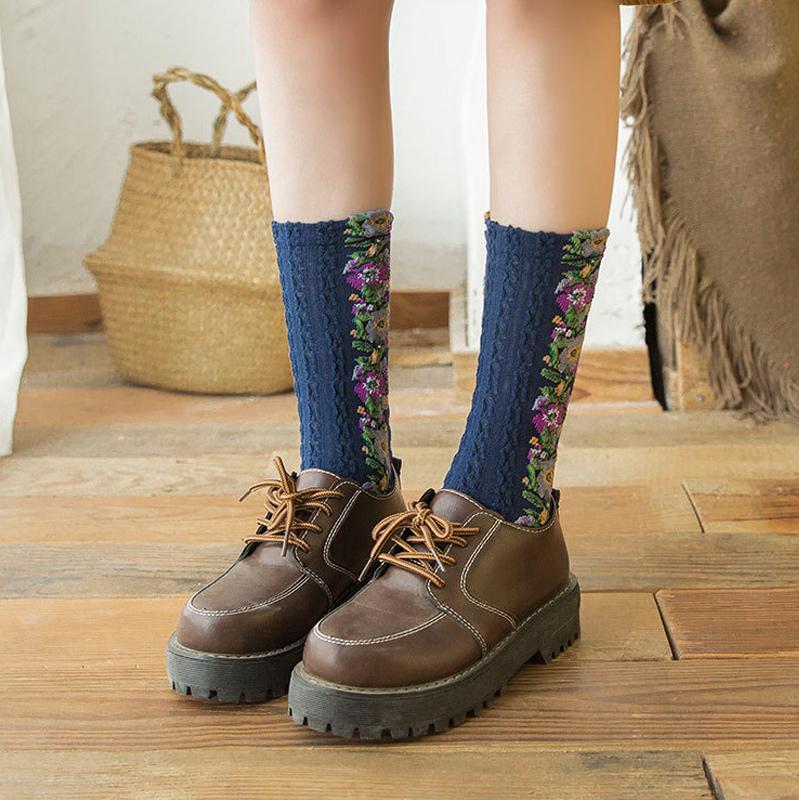 Brehn | Vintage Socken mit Blumenstickerei (5 Paar)