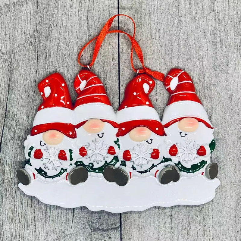 Brehn | 4 Namen-Anpassbare Familien-Weihnachts Weihnachtsbaumdekoration Ornament mit Namen-Zwerge Familie