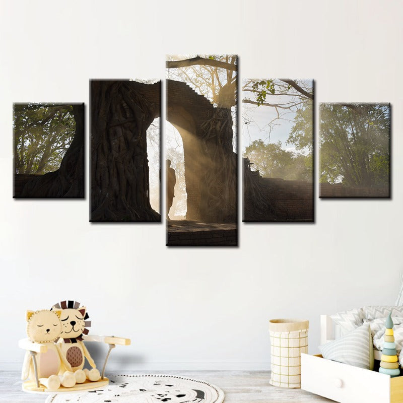 5 Stück Lone Man Natur - Leinwand Wandkunst Gemälde