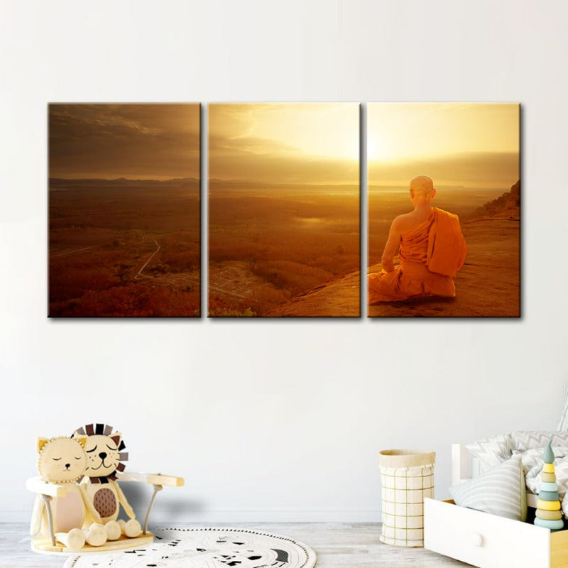 Ruhiger Sonnenuntergang an einer Klippe – Leinwandbild, 3-teilig