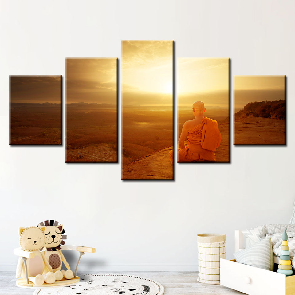 Warmer Morgen, 5-teiliges Leinwandbild