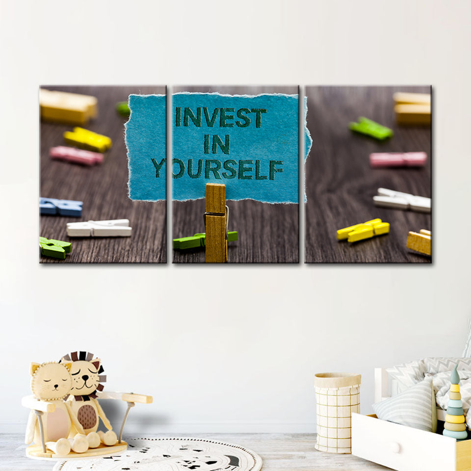 Investiere in dich selbst 3 Teile - Leinwand Wandkunst Malerei