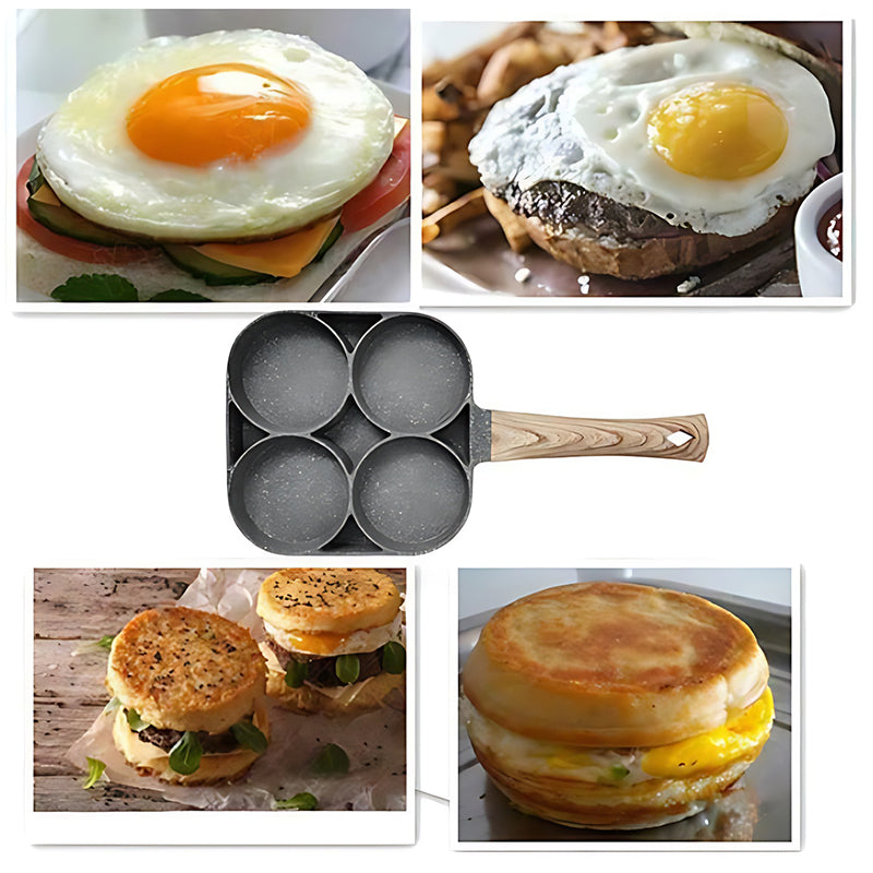 Eierpfanne mit vier Mulden, Frühstücksomelett-Pfanne, Haushaltsbratpfanne, Antihaftpfanne