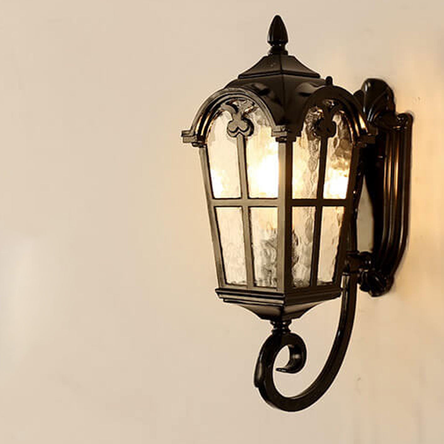 Europäische Retro-Glas-Aluminium-Laterne Außen wasserdicht 1-Licht-Wandleuchte Lampe | Brehn