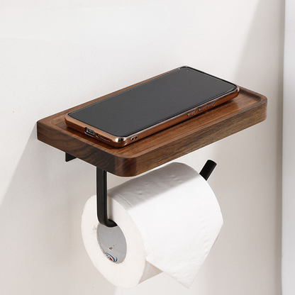 Brehn | Eleganter Wand-WC-Papierhalter - aus Walnuss und Edelstahl