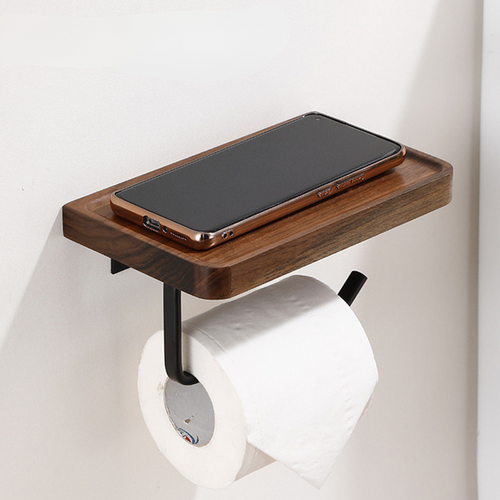 Brehn | Eleganter Wand-WC-Papierhalter - aus Walnuss und Edelstahl