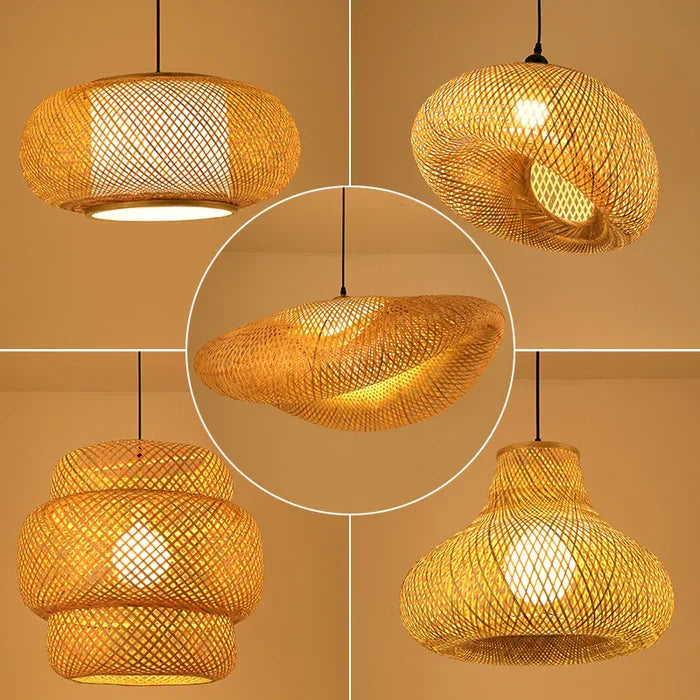 Brehn | Handgefertigte Rattan Pendelleuchte - RayaLight