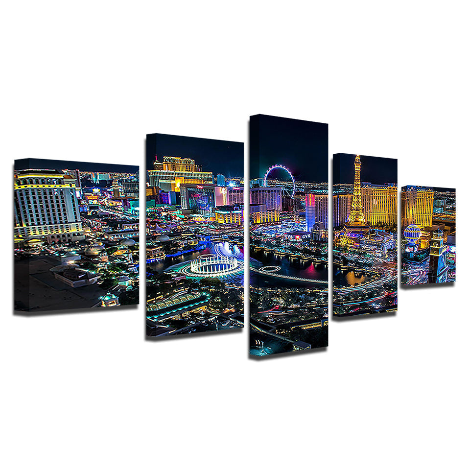 Las Vegas Lights 5 Stück - Leinwand Wandkunst Gemälde