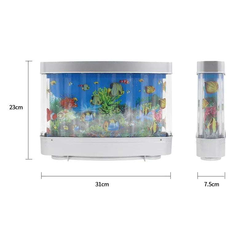 Virtuelles Ozean-Schreibtisch-Aquarium mit LED-Nachtlicht