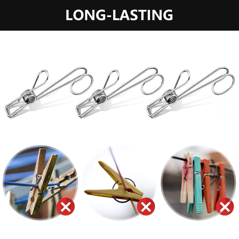 Brehn | Stainless Steel Metal Long Tail Clip (6 pcs/set)