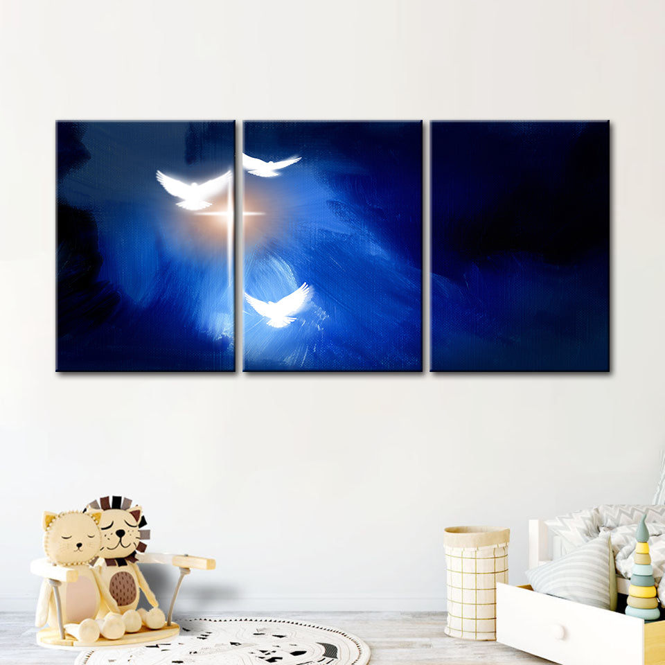 Glänzende Tauben, 3-teiliges Leinwandbild